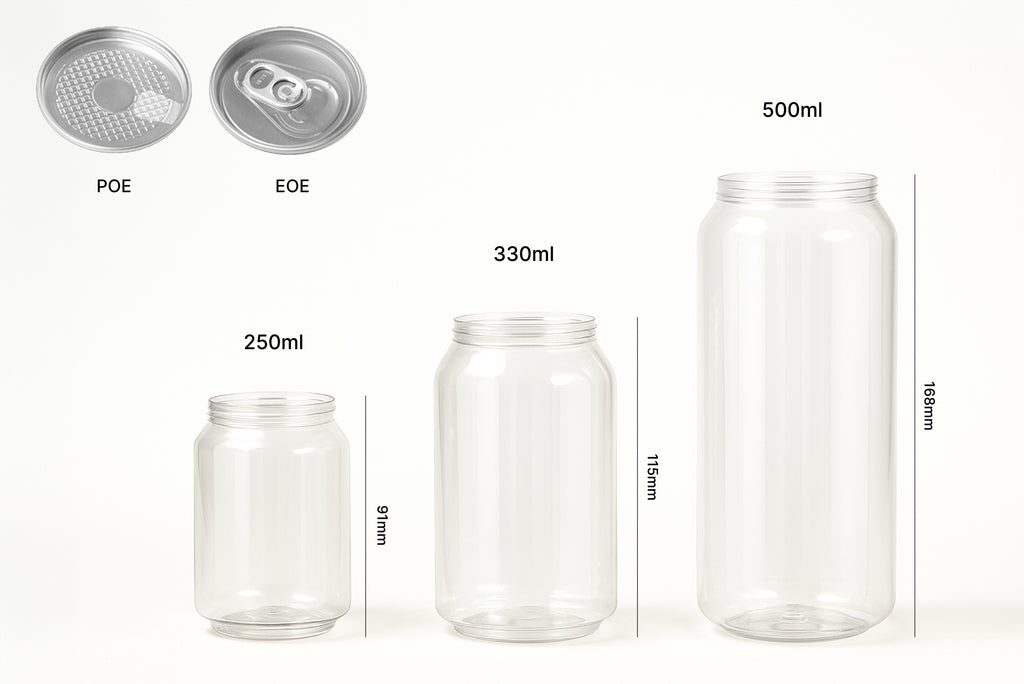 Latas PET con Tapa POE o EOE (100 unidades)